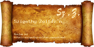 Szigethy Zoltán névjegykártya
