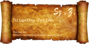 Szigethy Zoltán névjegykártya